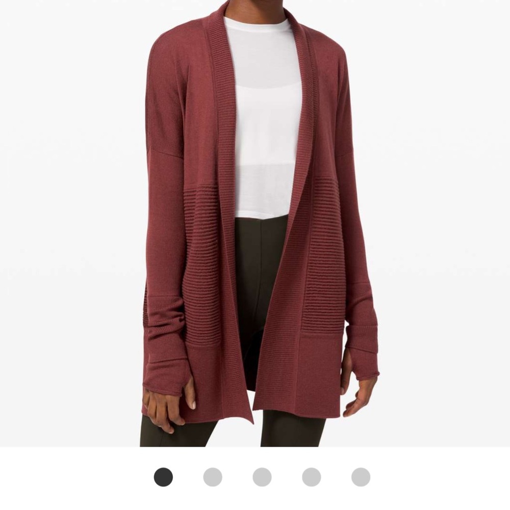 Lululemon sit in lotus wrap II cardigan merino wool open front sweater size 12 - Picture 5 of 15